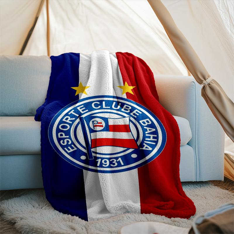 1PC Esporte Clube Bahia Sports Club Emblem Printed Soft Flannel Blanket Throw for Adult Bedroom Living Room Sofa Camping Fan gifts Christmas Gifts