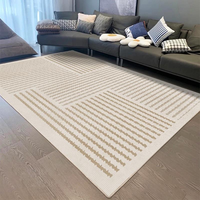 Modern Minimalist Geometric Floor Mat In Neutral Tones for Living Room or Bedroom