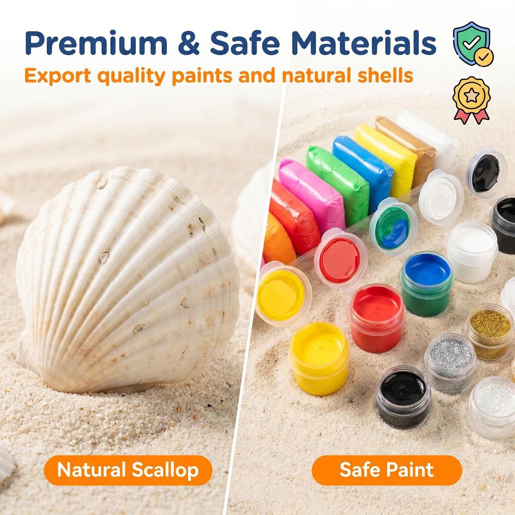 DIY Shell Painting Craft Kit, Hand Painting Art Set for Kids