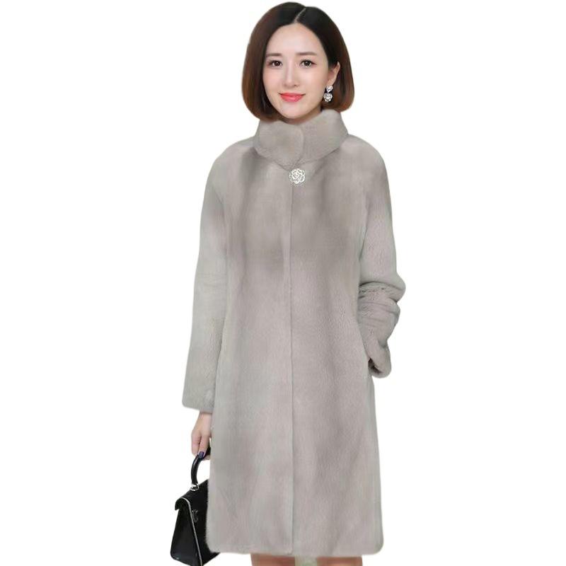 Зимняя куртка из искусственного меха норки средней и длинной длины с воротником-стойкой, утолщенная и тонкая одежда для мам, зимняя одежда из хлопка с ватной подкладкой