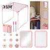 Locker Organization Accessories 15Pcs/Set Pink for School Girls, with Shelf, Dry Erase Whiteboard, Girls Supplies Markers, Mirror, Pen Holder, Flower