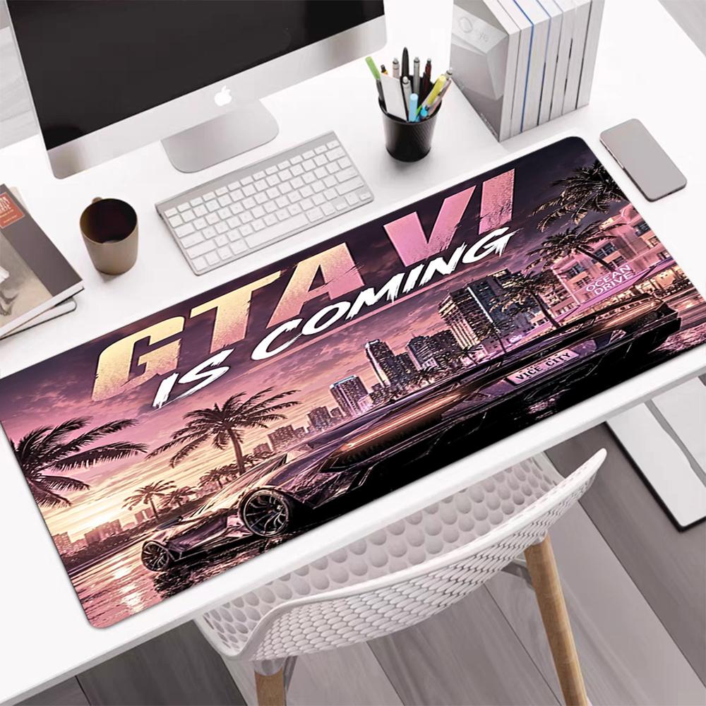 Коврик для мыши в стиле GTA 6, Нескользящая резиновая основа, Многофункциональный элемент декора для офиса и дома, Идеально подходит для персонализации рабочего места.