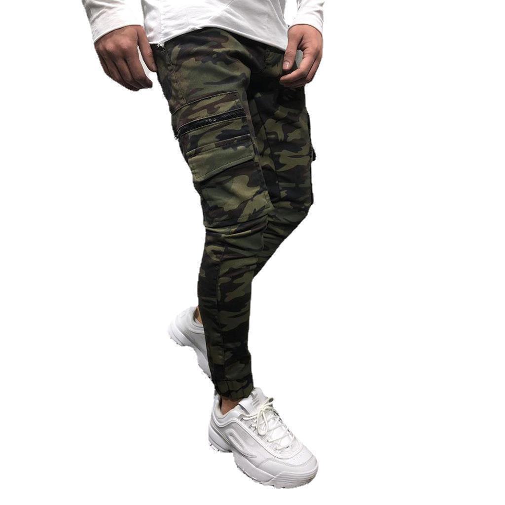 Европейские и американские камуфляжные комбинезоны Slim Fit с множеством карманов - мужские эластичные модные джинсы