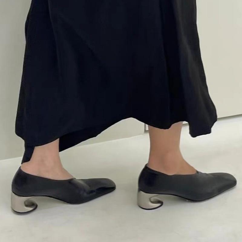 Women Chelsea High Heels Square Toe Shoes 2025 Trend New Party Dress Elegant Chunky Leather Shoes Sexy Outdoor Zapatillas Mujer