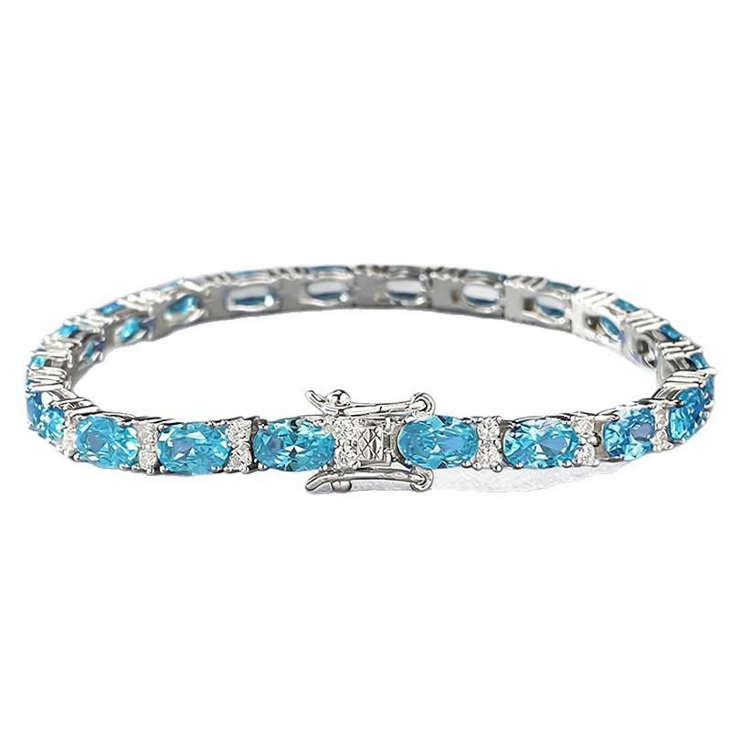 Xian Can Jewelry Браслет из серебра S925 с бриллиантами высокой чистоты и роскошным аквамарином