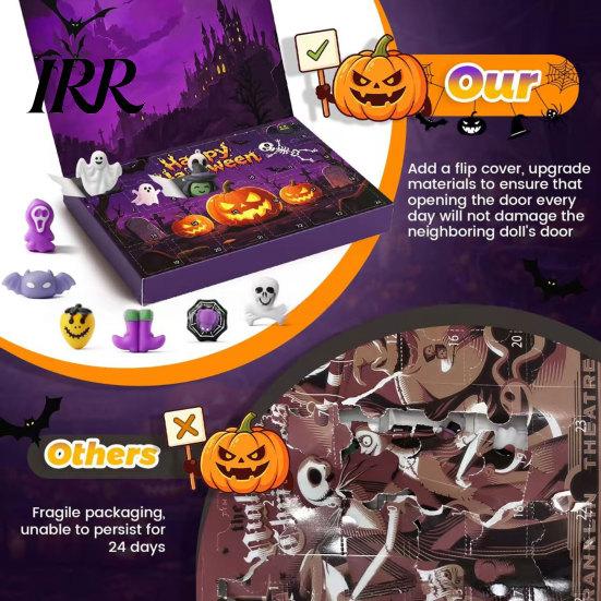 Halloween Decoration Ideas Advent Calendar, 24 Days Countdown Calendar with Pcs Slow Rising Gift for Children Squeeze Toys, Scary Collectible