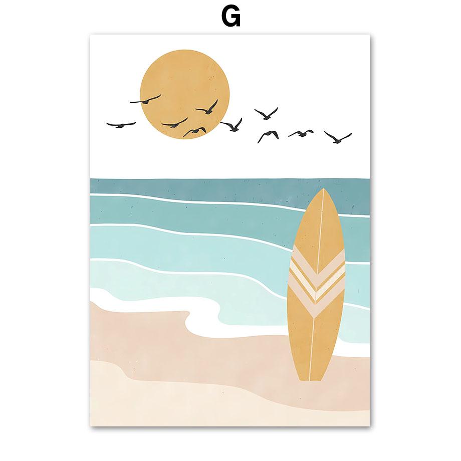 Абстрактные минималистичные плакаты и принты Море Пляж Серфинг Горы Настенное искусство Холст Живопись Настенные картины для декора гостиной