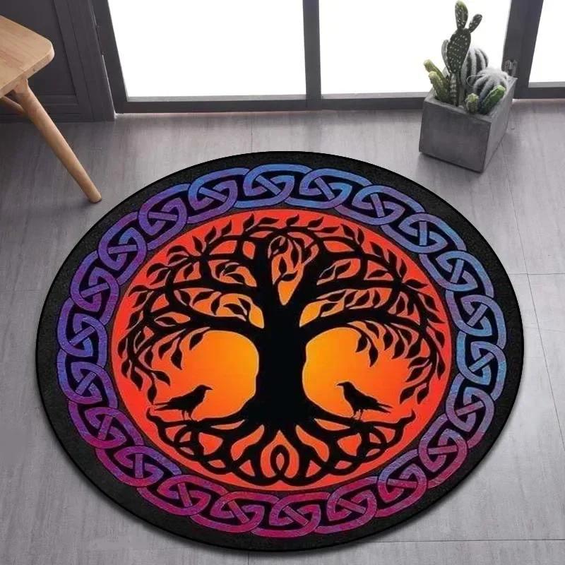 Viking Valknut Yggdrasil Tree of Life круглый ковер, ковер для гостиной, спальни, дивана, декор игровой комнаты, нескользящий напольный коврик