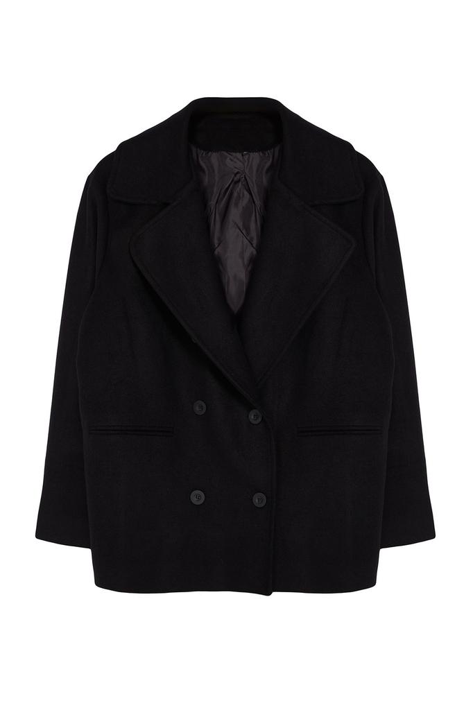 Women's Plus Size Coat Mink Regular Fit Double Breasted Closure Wool Blend Cashmere Coat