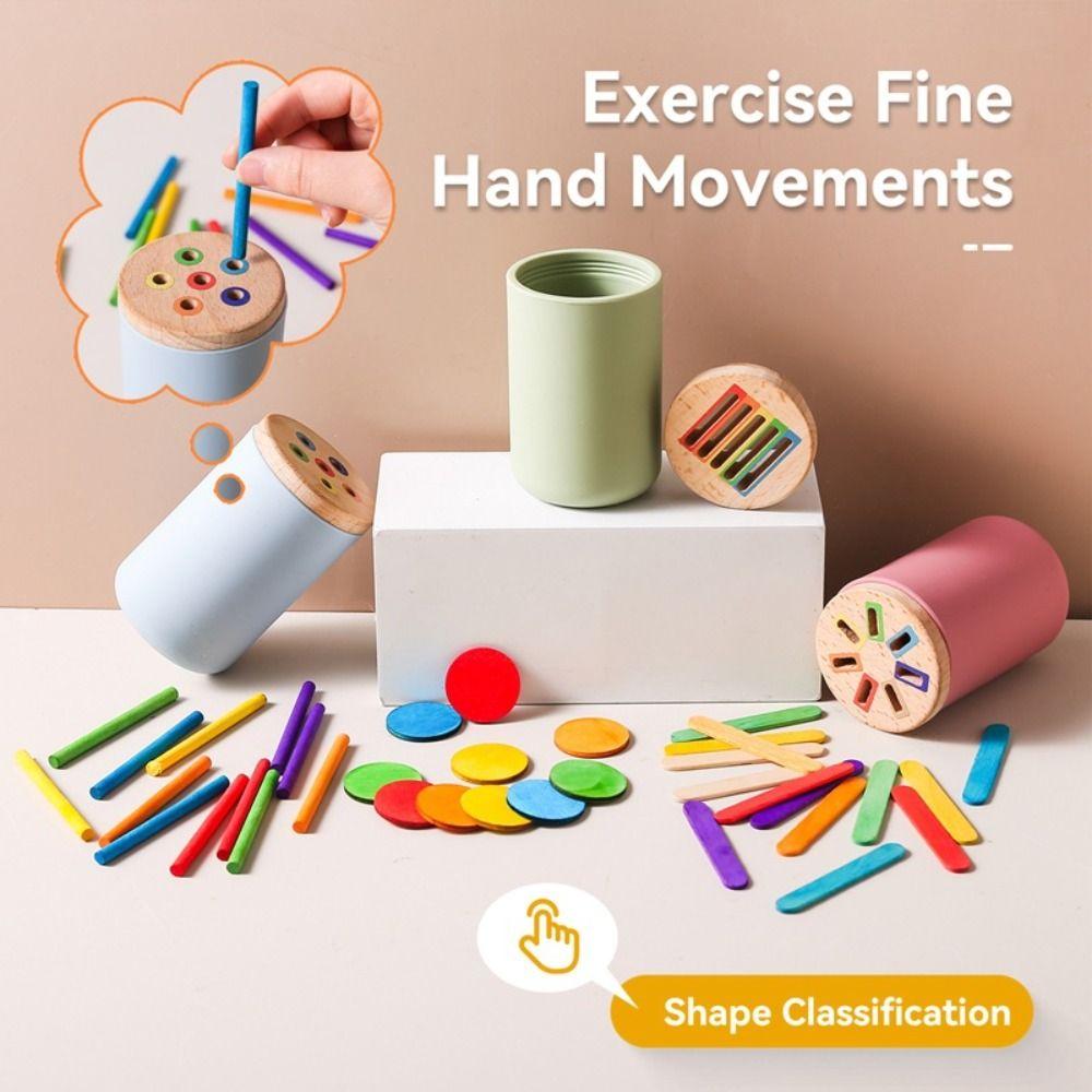 Montessori Shape and Color Sorting Toy Wooden Fine Motor Sensory Toy Kids Girls Boys