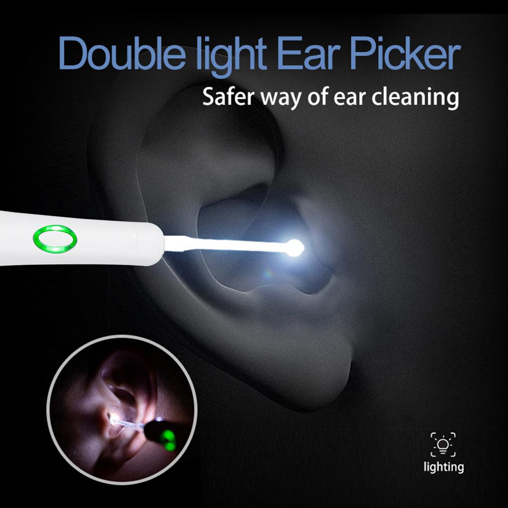 Portable Ear Cleaner with LED Light Illuminating Ear Wax Remover Ear Cleaning Tool Earpicks with 4 Replaceable Tips for