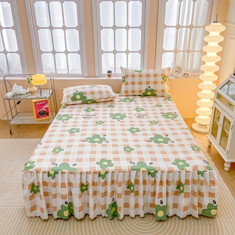 Мягкая юбка для кровати Принтованное покрывало с оборками Простой стиль Защита матраса falda de cama Кружевные простыни (Нет наволочки)
