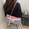Niche Design Denim Bag 2025 New Fashion Sweet Style Lace Bow Shoulder Bag Versatile Underarm Bag