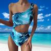 Sleeveless High Cut Starry Sky Print One Shoulder Romper Bikini Waist Hollow Monokini