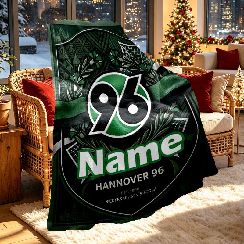 Custom Name Personalized Hannover 96 Football Print Blanket, Home Decor, Bedroom, Sofa, Camping, Couch, Gifts for Birthday Christmas