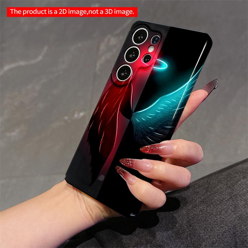 2DFlat Samsung phone case Dual Wings Neon Halo Phone Case Applicable to Galaxy S22 S23 S24 S25ULTRA S26 A12 A13 A14 A15 A16