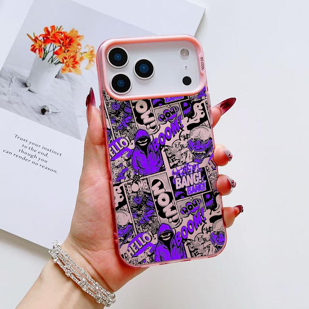Модный Мультяшный Граффити Чехол Для Телефона Для iPhone 17 16 15 14 13 12 11 Pro Max Air Матовый Лазерный Аврора Ударопрочный Funda