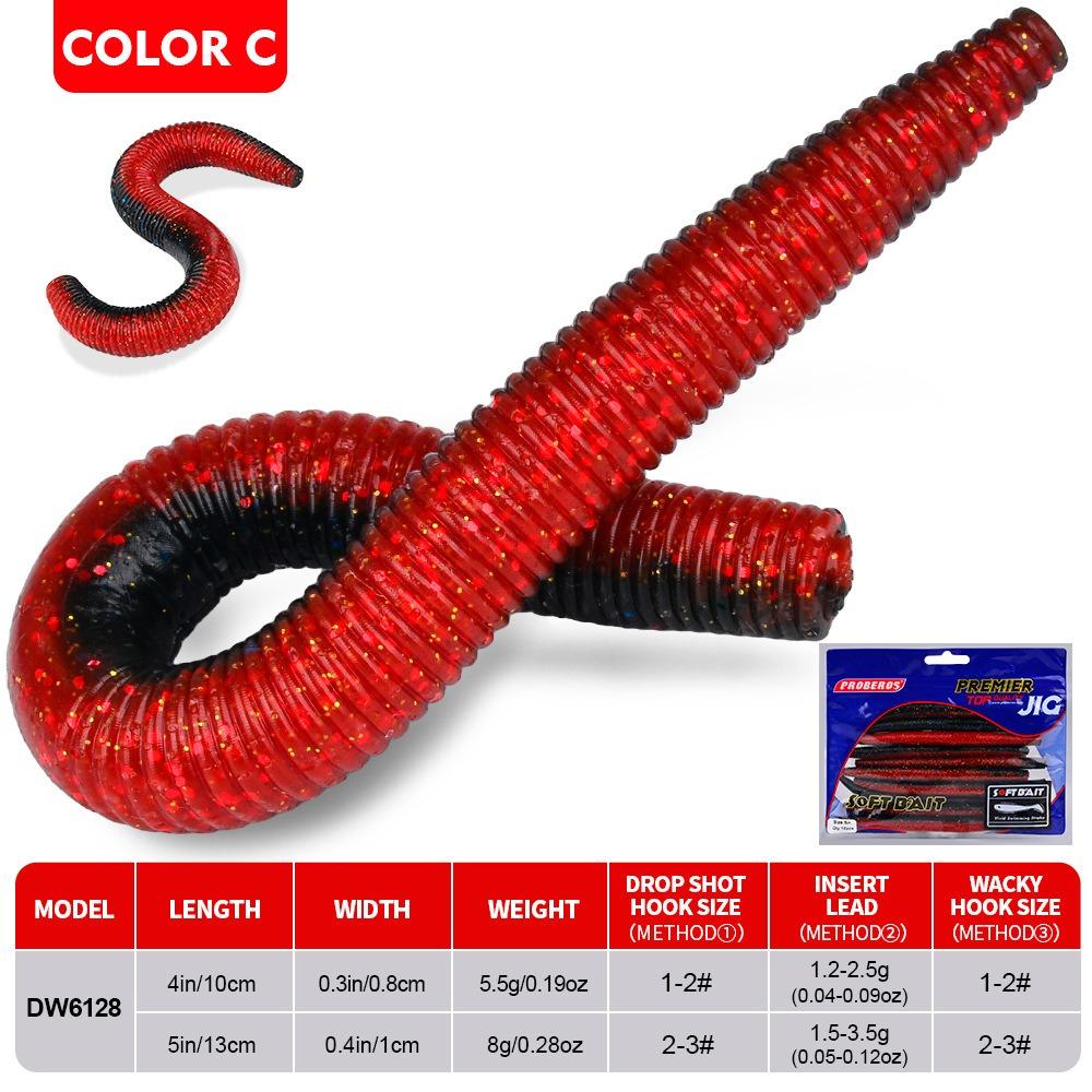 10Pcs 10/13cm Worm Stick Lures Slow Sinking Earthworm Fishing Bait Noodle Worm Lures Saltwater