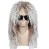 Linfairy Heavy Metal Rocker Adult Wig, Men's Costume Hair Accessory, Heavy Metal Rocker Cosplay Long Wig (Silver Brown)