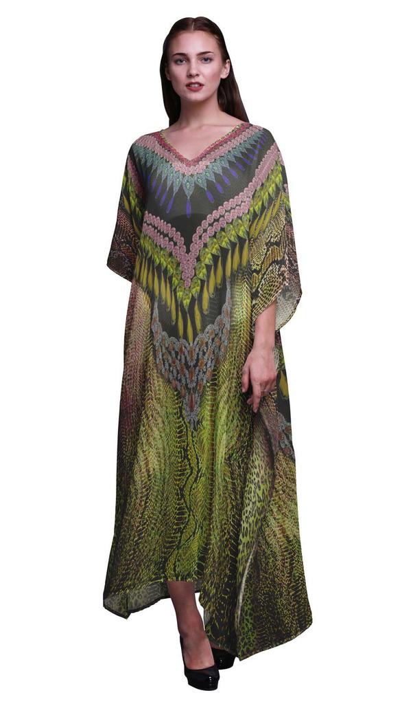 Phagun Snake Animal Skin Womens Long Beach Kaftan Beachwear Bikini Coverup Maxi