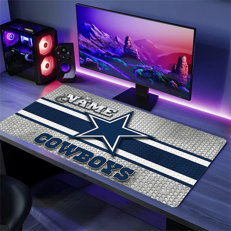 Custom Name,Dallas Cowboys Mouse Pad, Large Gaming Desk Mat, Non-slip XXL Mousepad for Laptop & Tablet, Mini PC Playmat with Stitched Edges