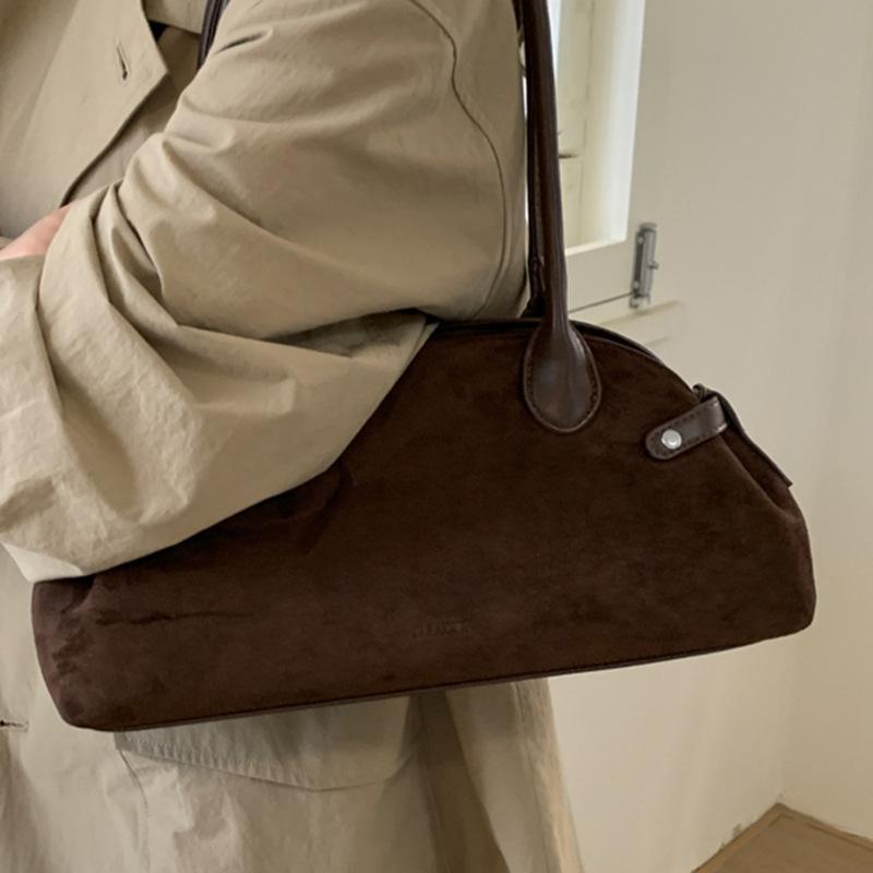 Нишевая мода ретро замшевая сумка-ракушка женская новая сумка на плечо под мышку повседневная для работы портативная сумка-багет