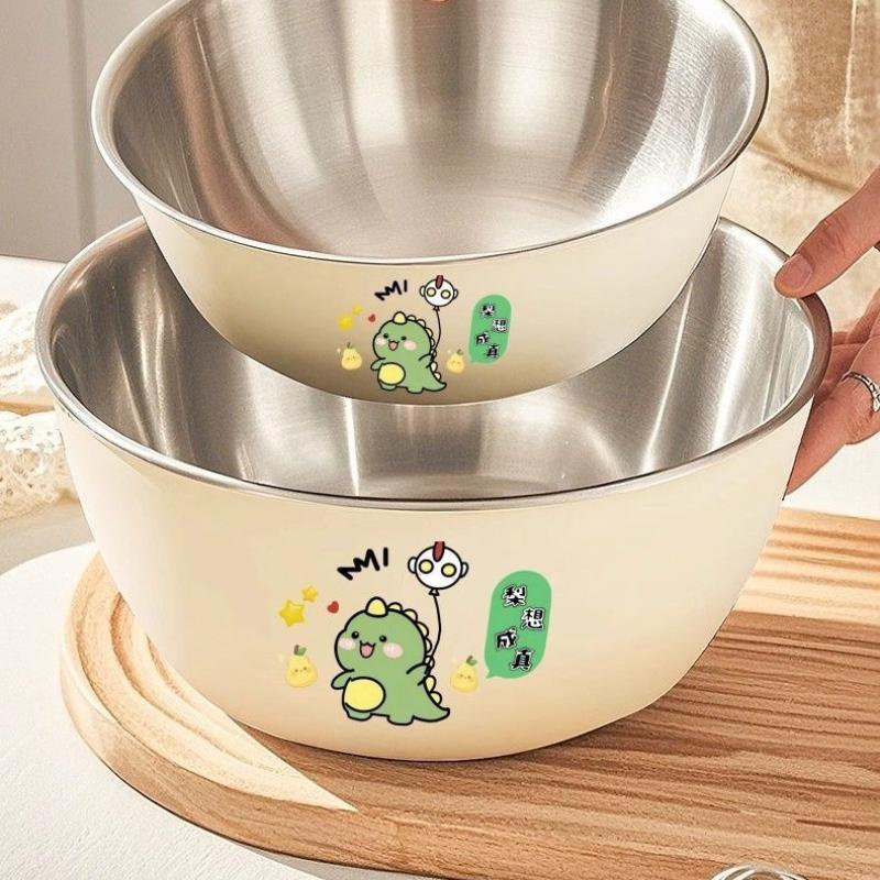 1 шт. Салатник из утолщенной нержавеющей стали большой вместимости, подходит для домашних кухонь, умывальников, мытья овощей, взбивания яиц, кулинарных мисок