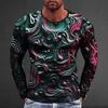 Grafik Abstrak Moda Kundalik Erkaklar 3D Bosma Futbolka Tee Sport Dam olish Futbolka Uzun Yengli O-bo'yinli Ko'ylak Bahor