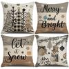 Festive Christmas Pillow Cover Set 45x45cm Short Plush Decorative Cushion Covers Sofa Bed Living Room Holiday Party