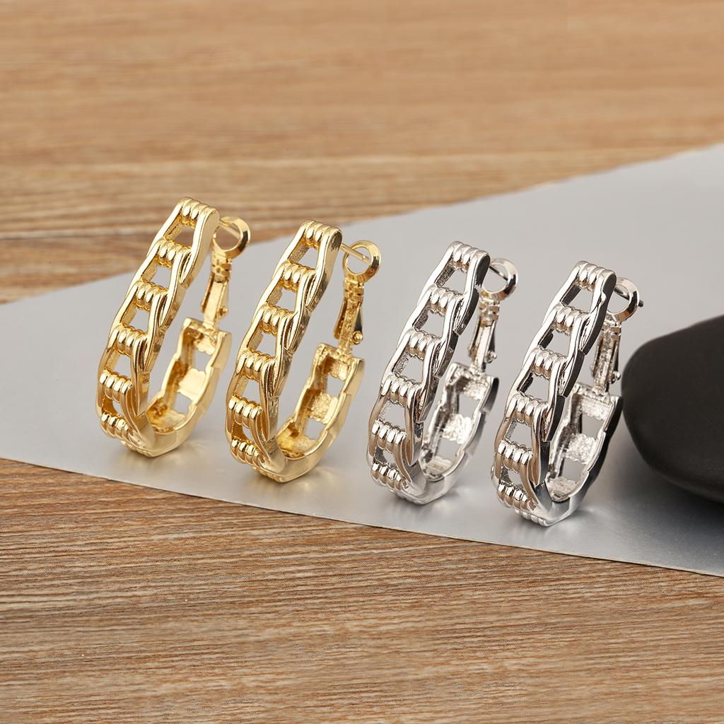 Nidin New Trendy Copper Unique Twist Round Hoop Earrings For Women Female Punk Style Daily Party Ear Jewelry Gifts Wholesale