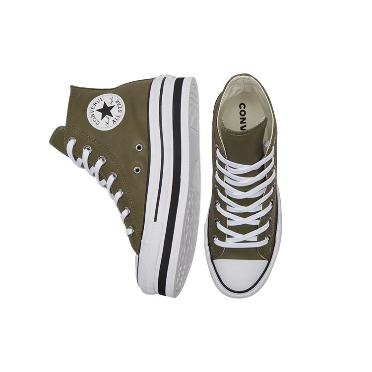 Converse Chuck Taylor All Star Platform Laye Удобные Повседневные Кожаные Высокие Кеды Женские кроссовки Зеленые 569724C