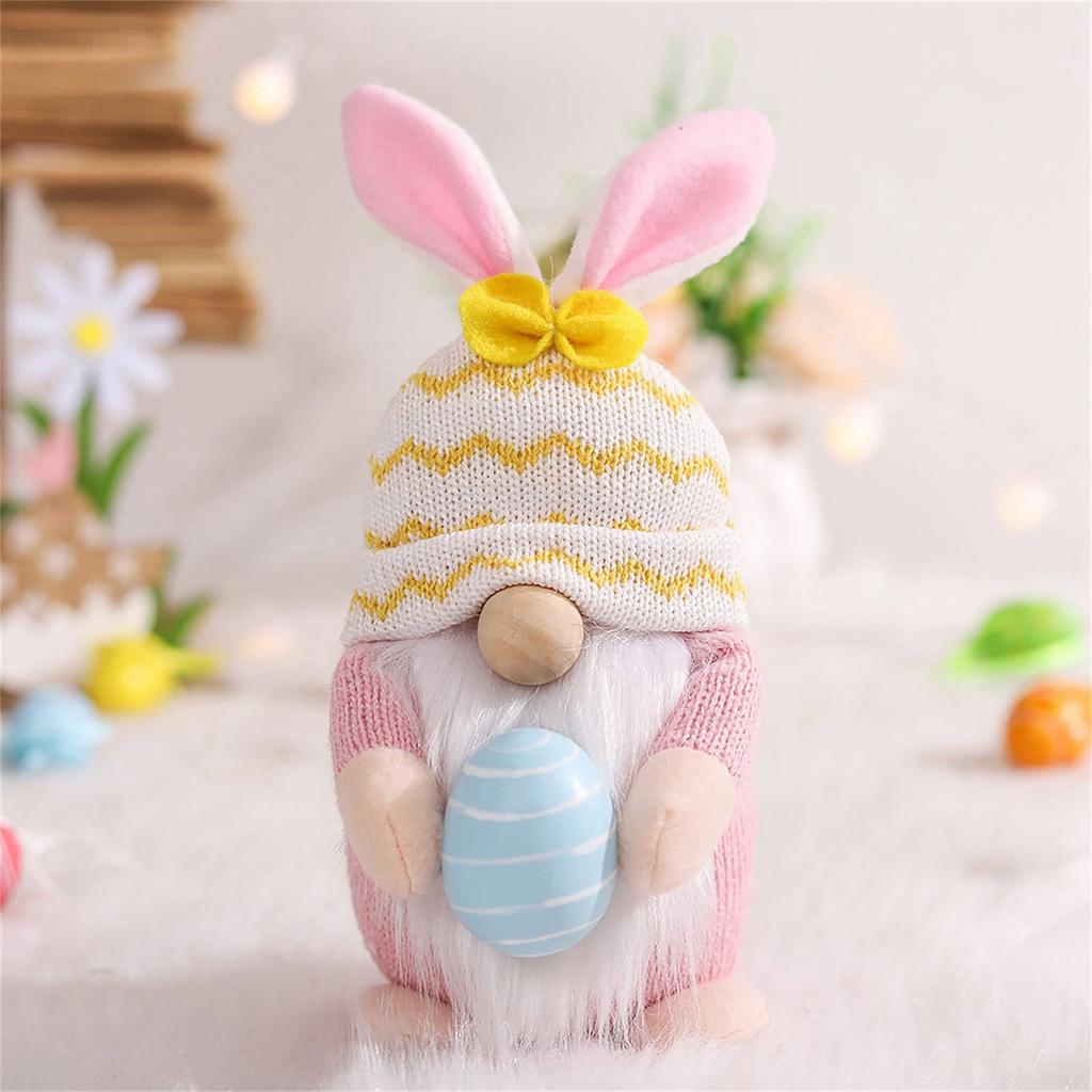 Easter Dwarf Faceless Doll Decorations Set Of Three Egg Holding Doll Decorations Desktop Decoration