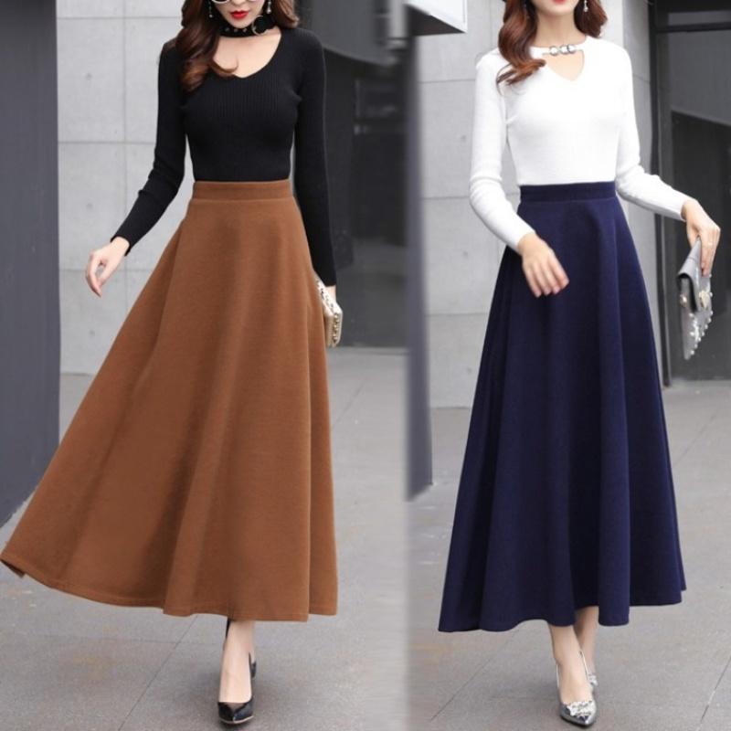 Шерстяная юбка средней длины Tooxika, длинная юбка с высокой талией и большим подолом, утолщенная юбка-трапеция, юбка-зонтик