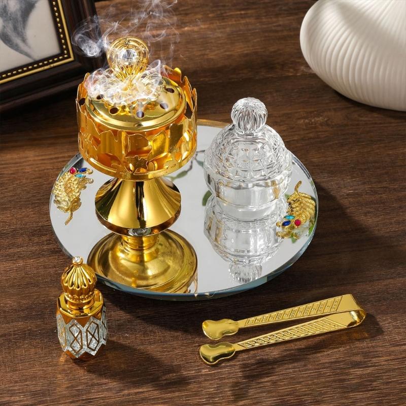 Arabic Styles Windproof Incenses Holder Burners Set with Jar For Meditations Space Home Fragrances Diffuser Accessories