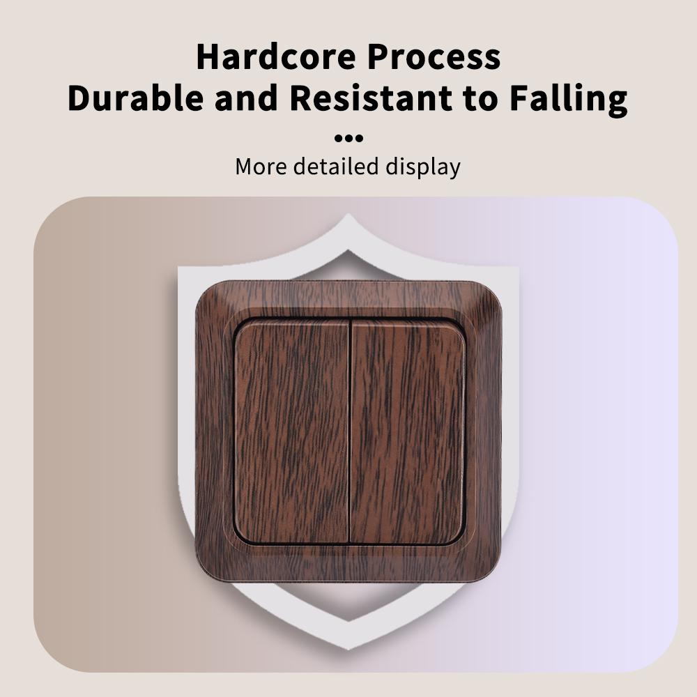 WESA Wood Wall Surface Button Light Switch EU Spray Paint Plastic Outdoor 2 Gang 1 Way Wall Exterior Rocker On / Off Switch