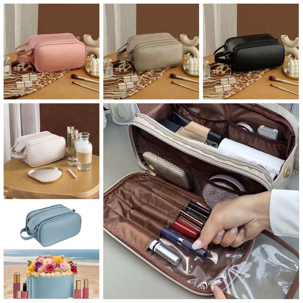 Многофункциональная косметичка на двойной молнии из ПУ кожи, портативные дорожные сумки для женщин