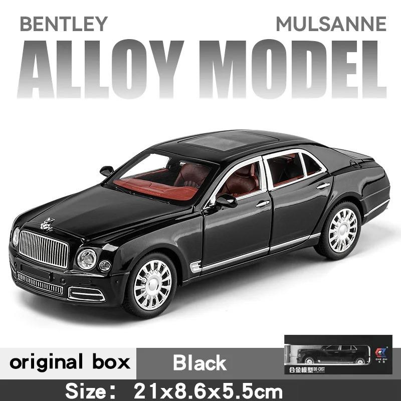 Diecast 1/24 Scale Bentley Mulsanne Alloy Model Car Collection Vehicle Simulation Sound & Light Metal Toy Car Toy for Kids Gift
