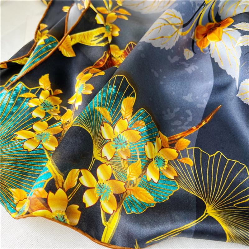 110*110 Cm Square Silk Scarf Women's Fashion Printed Small Neck Scarf Office Women's Hair Belt Folar Handkerchief Women's Handkerchief Shawl Scarf