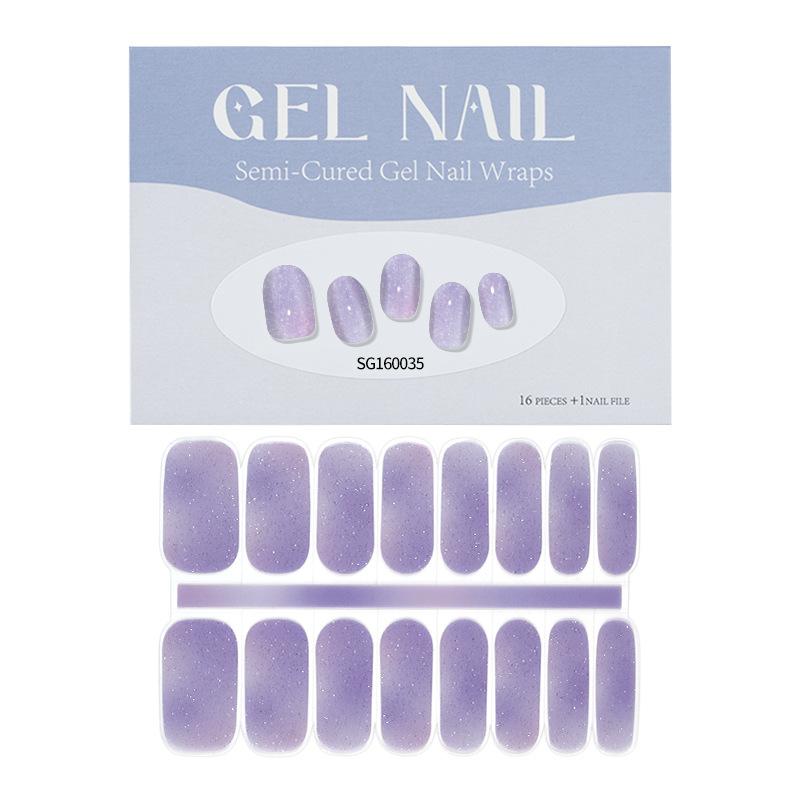 Thin Lamp Style Gel Nail Sticker 16-finger Extended Semi-curing Nail Sticker