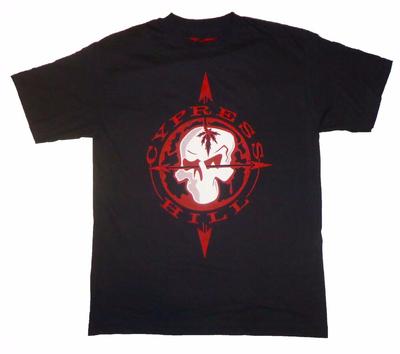 CYPRESS HILL Черная футболка унисекс с изображением красного круга и черепа Control Industry Merch
