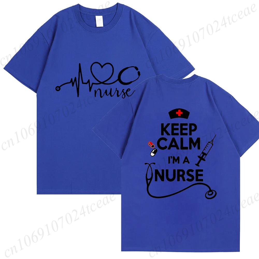Keep Calm Nurse Print T-shirts Short Sleeve Black Women T-shirt Girl Vintage Tops Tee Shirt Female Harajuku Clothing Streetwear