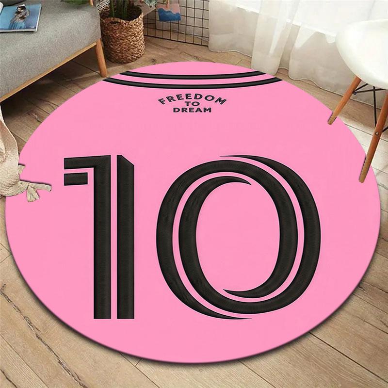 Lionel Messi Round Area Rug,Carpet Rug for Living Room Bedroom Sofa Playroom Decor,Non-slip Floor Mat