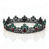 Gold Baroque Round Crown Metal Red Bronze Exquisite Rhinestone Crown  Women