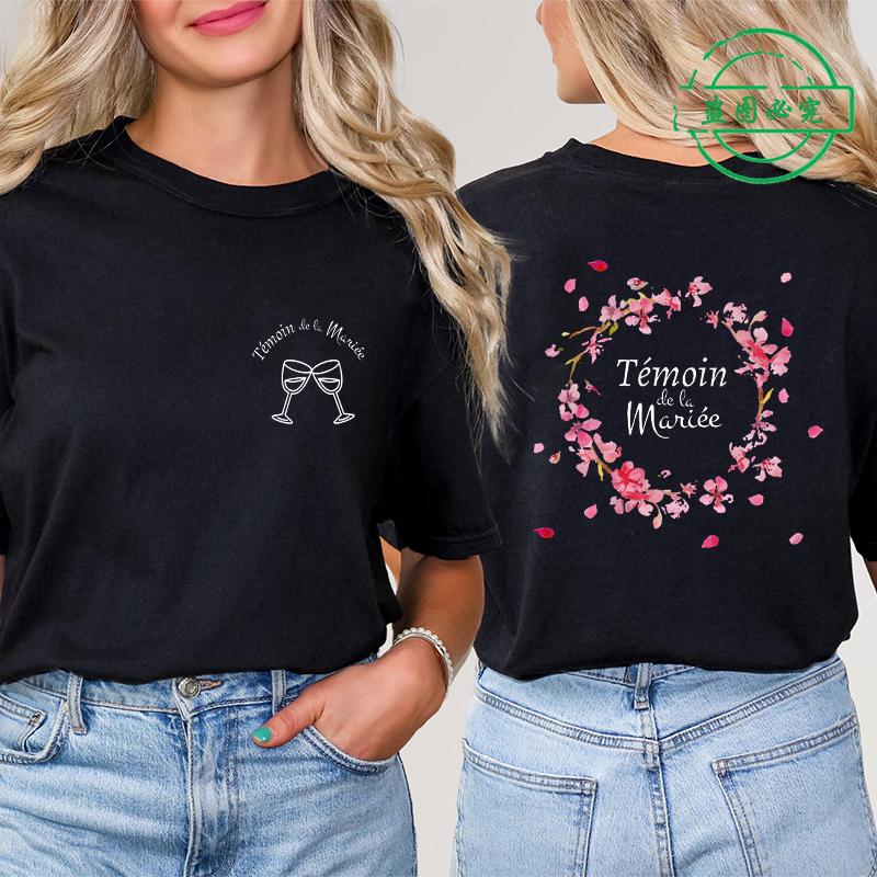 French Girls Bachelorette Party Evjf Tops Women Single Farewell Shirt Future Bride Short Sleeve Tees Team Bride T-shirt D11-2
