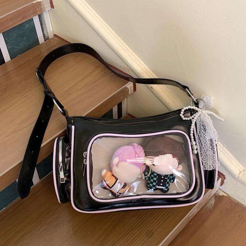 Women's Transparent Ita Bag Large Capacity Crossbody Shoulder Bag Cute Anime Style With Clear Window Fashion Satchel Display Bag