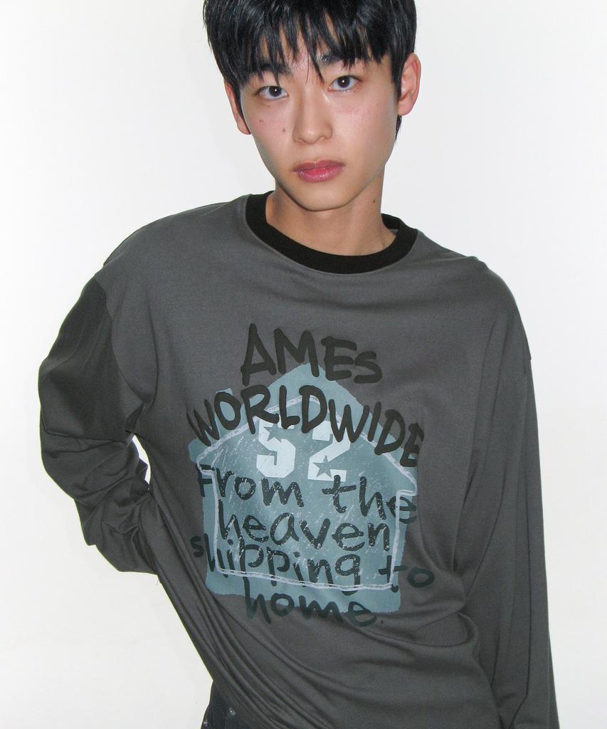 AMES-WORLDWIDE Homebound Ls Tee Charcoal