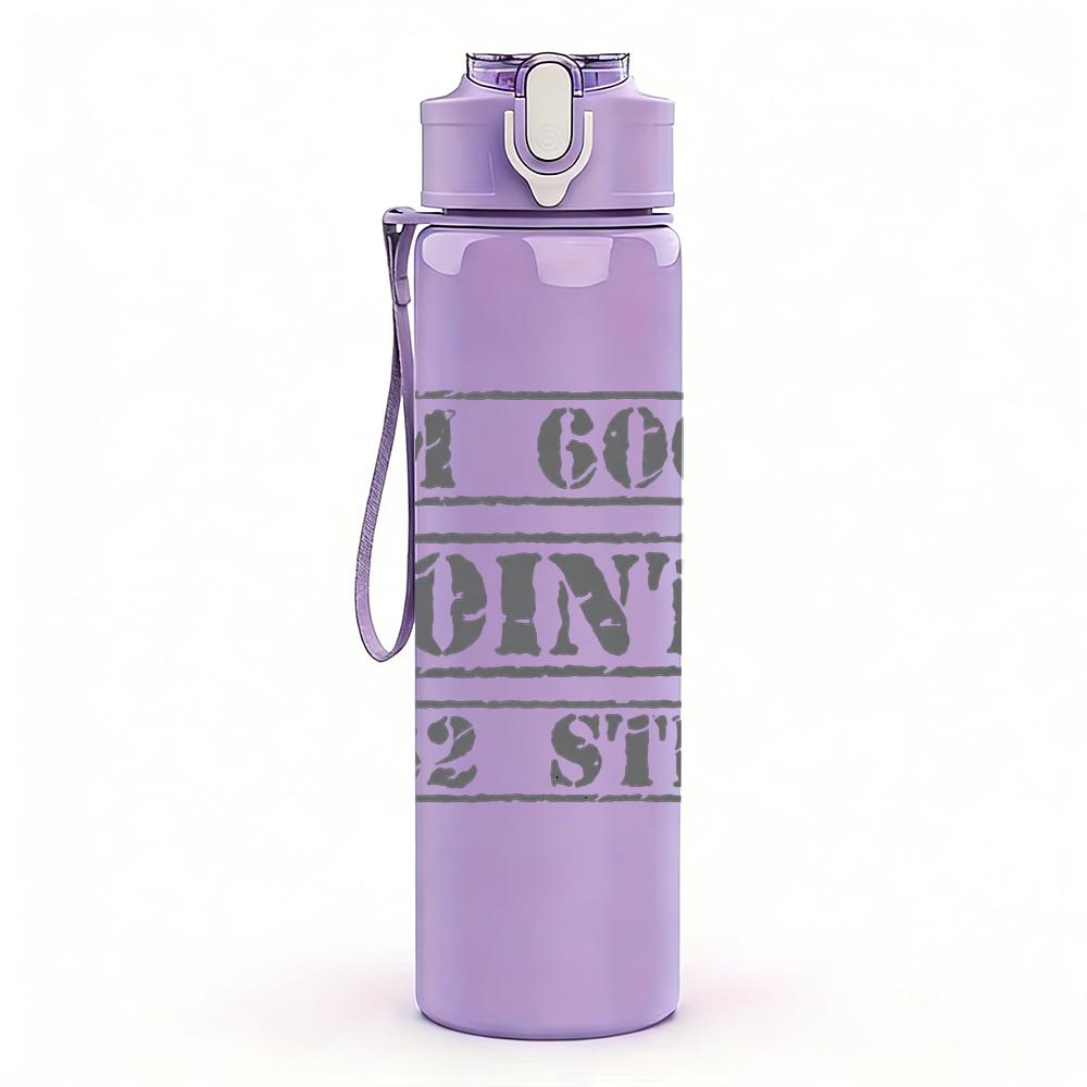 1PC OM 606 Minimalist Car Text Print 750ml Portable Sports Water Bottle Leakproof Gym Outdoor Travel Drink Cup