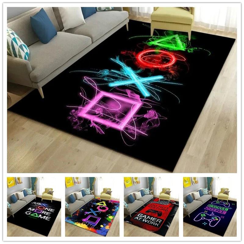 Cartoon Gamer Game Controller Carpet For Living Room Non Slip Parlour Sofa Large Area Rug Bedroom Kid Play Room Floor Mat