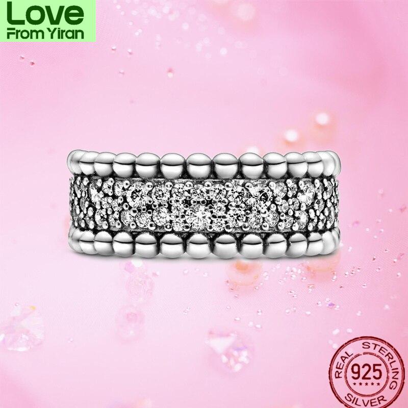 Новое 925 стерлингового серебра бисерное кольцо Pave Band для женщин 925 серебряные кольца бренд свадебные украшения подарок