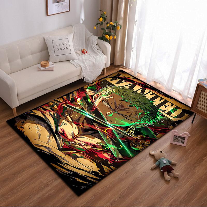 Wanted Poster Style Anime Sword Warrior Rug. Non-slip rug suitable for living room and bedroom sofas.